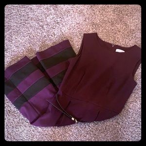 Calvin Klein Plum and Black Belted Dress